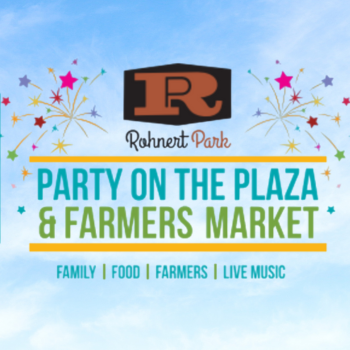Rohnert Park Logo with Party on the Plaza and Farmers Market 