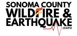 Graphic with text Sonoma County Wildfire and Earthquake Expo