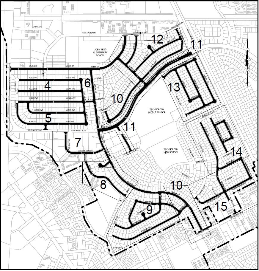 A and B Sections Neighborhood Pavement Maintenance Project Location Map